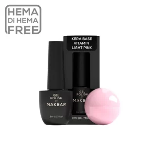 Gel nail polish set with two black bottles and a pink gel bead; HEMA FREE badge in the corner.