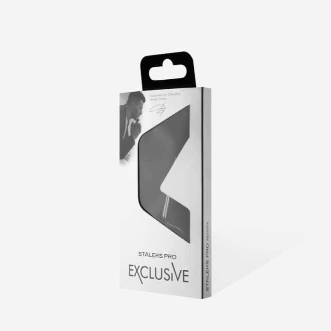 Staleks Pro Exclusive packaging with a transparent front window displaying the tool inside.